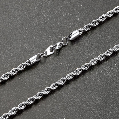 Twisted Rope Link Chain Stainless Steel Necklace for