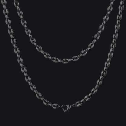 4mm Coffee Bean Necklace Metal Link Rope Cord for