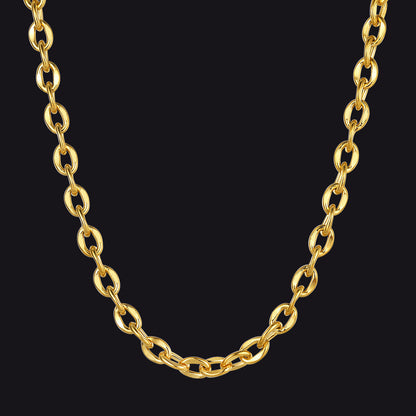 6mm/9mm Width Twisted Rolo Link Chain Necklace for