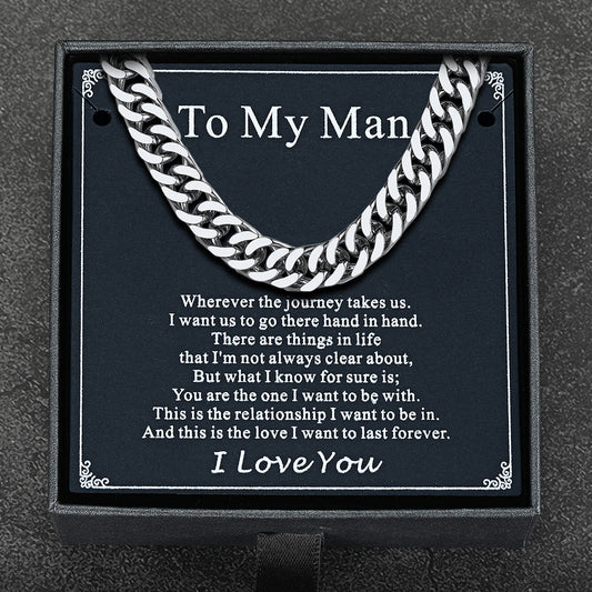 Miami Cuban Link Chain Necklace With Gift Crad for Him