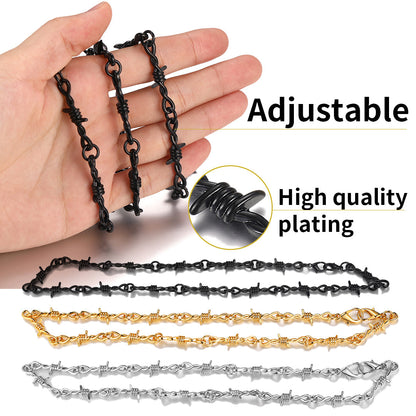 Gothic Thorn Barb Wire Chain Link Necklace Birthday Gift for