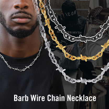 Gothic Thorn Barb Wire Chain Link Necklace Birthday Gift for