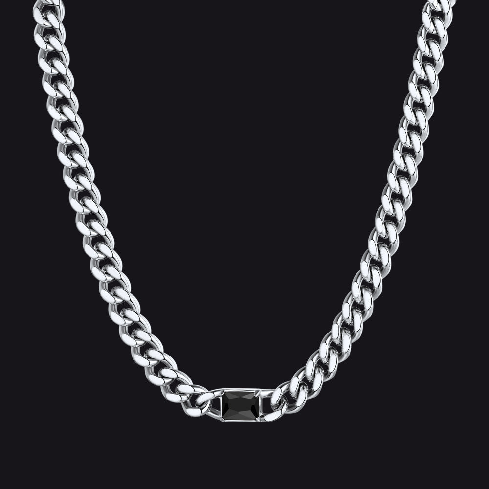 7mm Cuban Link Choker Necklace With Birthstone for