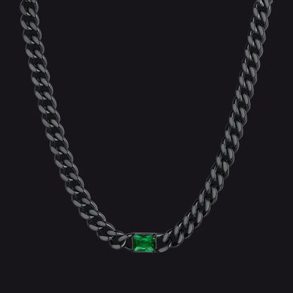 7mm Cuban Link Choker Necklace With Birthstone for