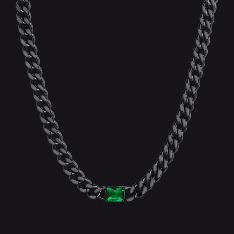 7mm Cuban Link Choker Necklace With Birthstone for