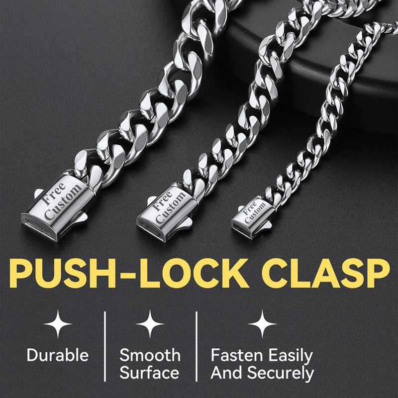 Engraved Cuban Link Chain Necklace for 6/9/12mm Width