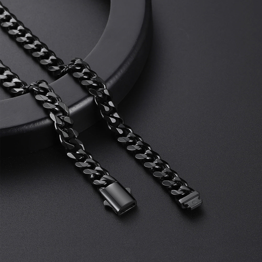 Engraved Cuban Link Chain Necklace for 6/9/12mm Width