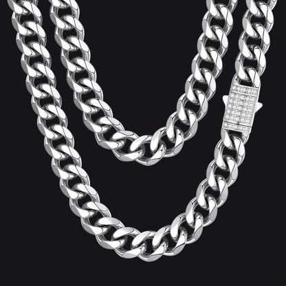 Cz Clasp Cuban Chain Necklace for , Hip Hop Jewelry 6/9/12mm Width