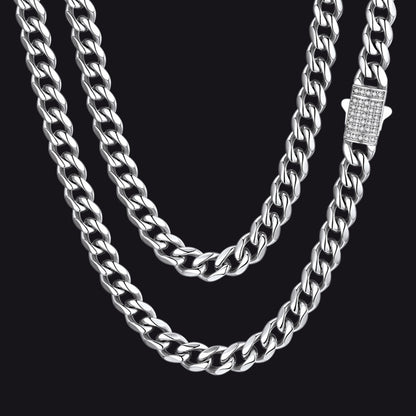 Cz Clasp Cuban Chain Necklace for , Hip Hop Jewelry 6/9/12mm Width