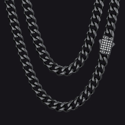 Cz Clasp Cuban Chain Necklace for , Hip Hop Jewelry 6/9/12mm Width
