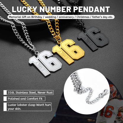 Custom Sports Jersey Number Necklace for Sport Fans, Gift for