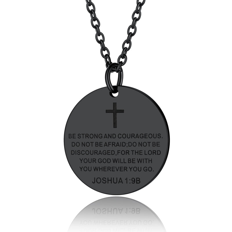 Christian Joshua 1:9 Cross Medal Necklace for