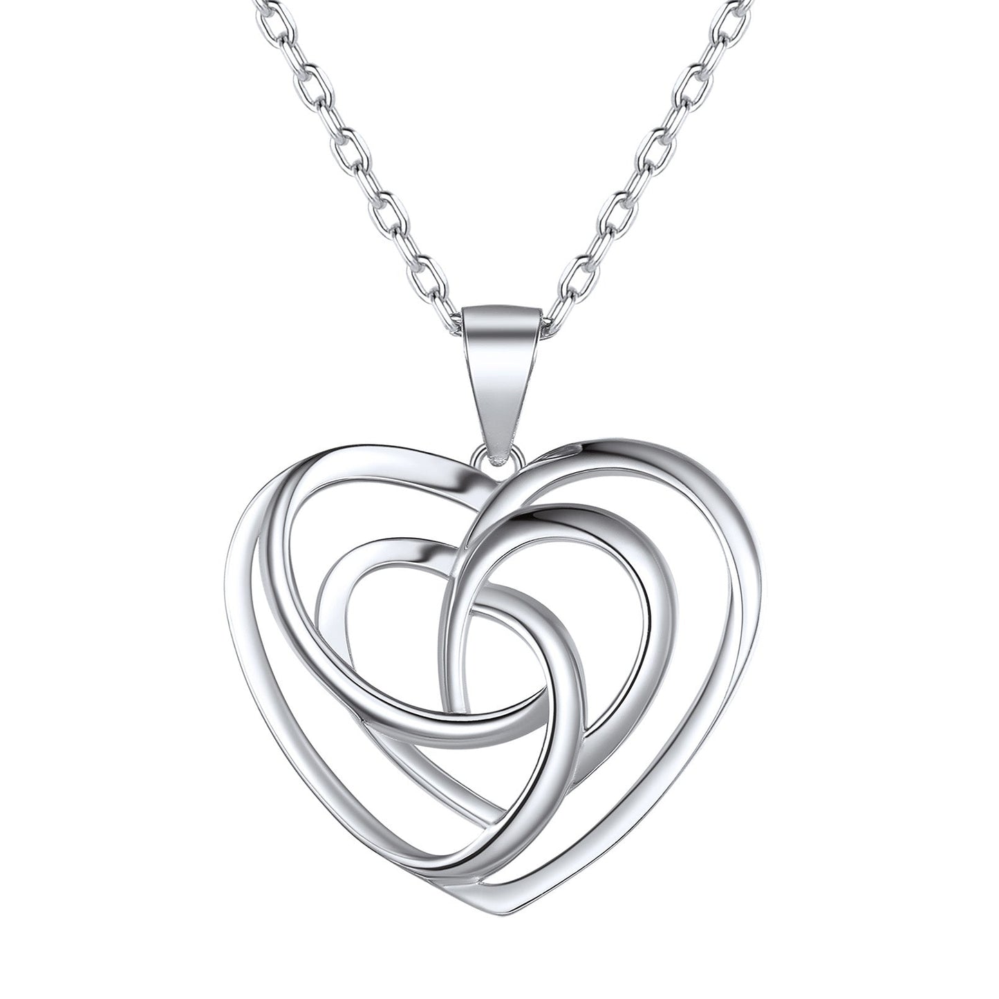 Sterling Silver Heart Celtic Knot Pendant Necklace for