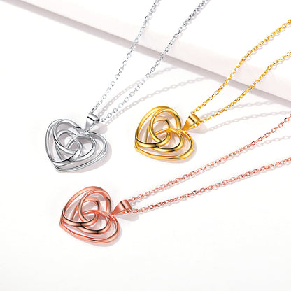 Sterling Silver Heart Celtic Knot Pendant Necklace for