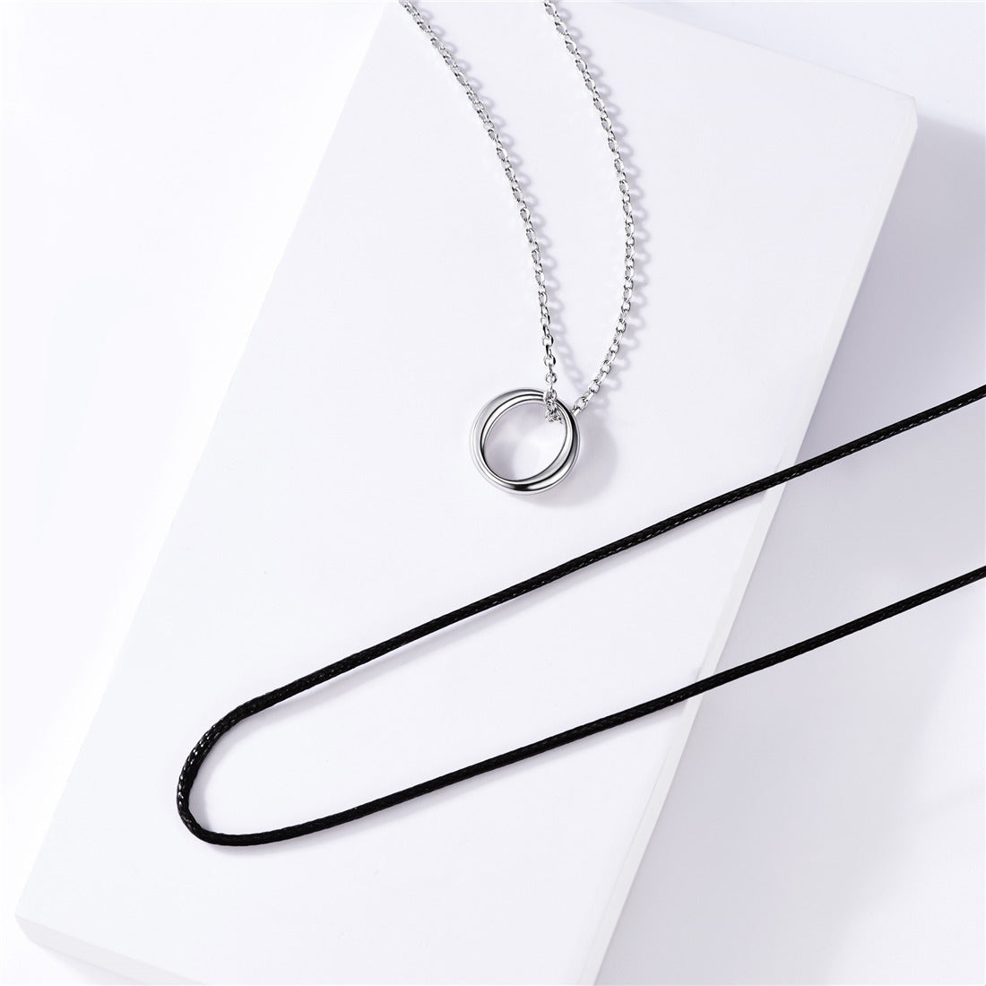 Flash 925 Sterling Silver Circle Necklace for
