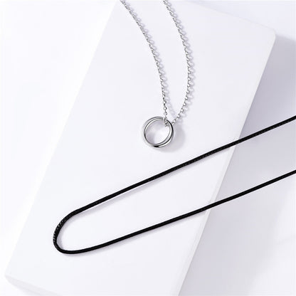 Flash 925 Sterling Silver Circle Necklace for