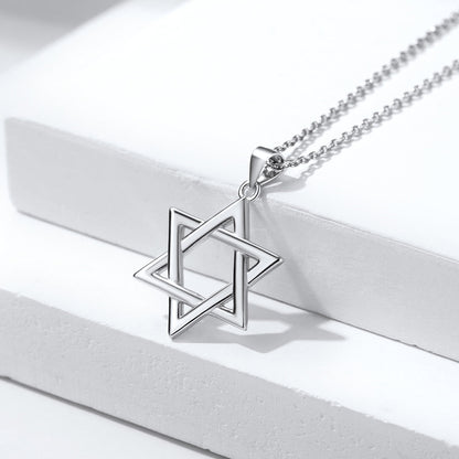 Sterling Silver Star of David Pendant Necklace for