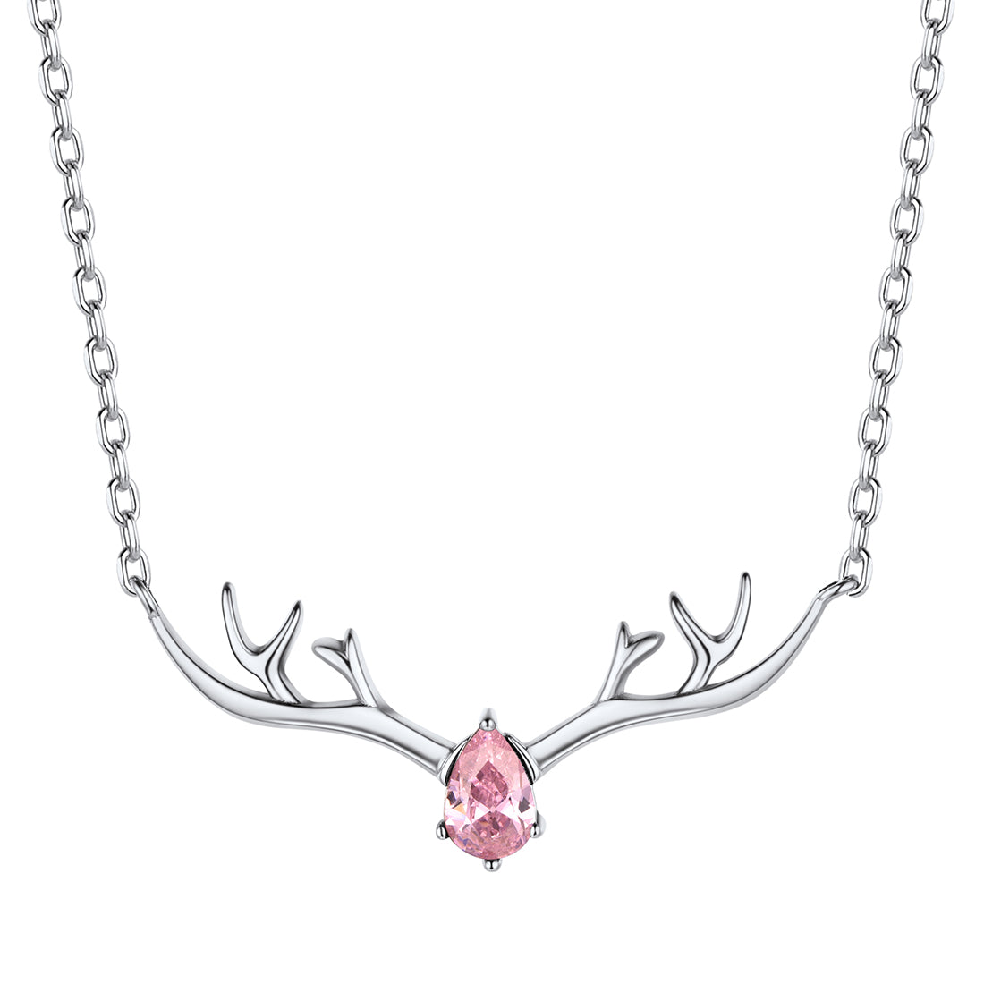 925 Sterling Silver Birthstone Deer Antler Necklace for