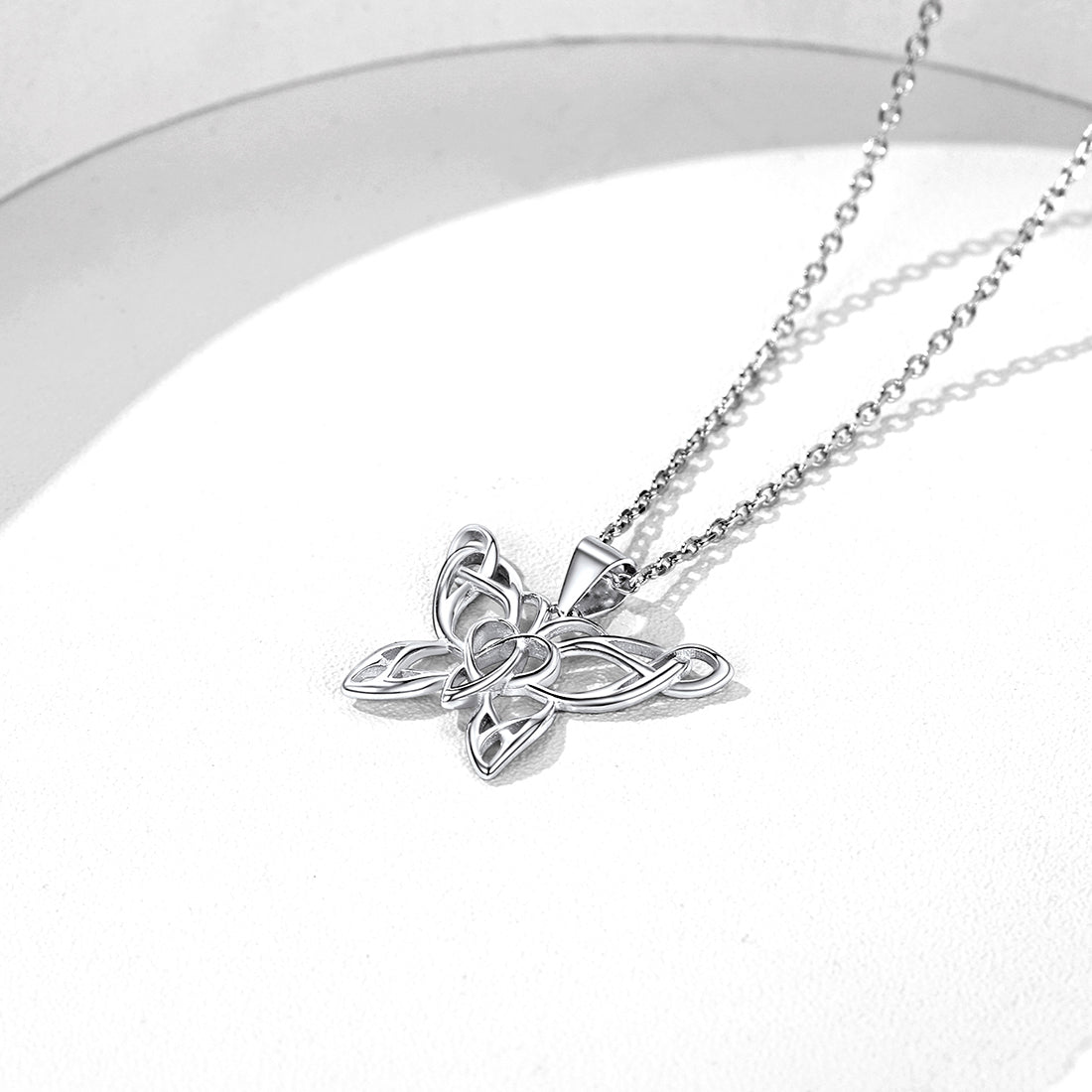 Celtic Knot Butterfly Pendant Necklace for