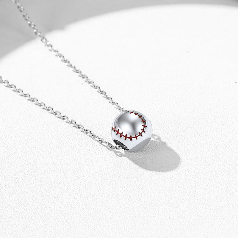 Sterling Silver Baseball Pendant Necklace for