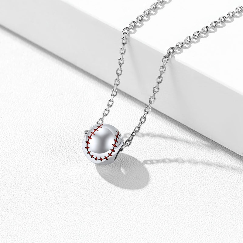 Sterling Silver Baseball Pendant Necklace for