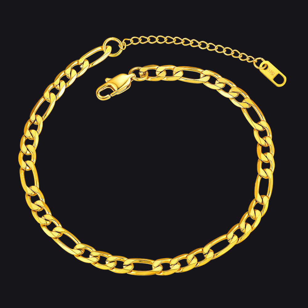 6mm Figaro Chain Anklet Bracelet for