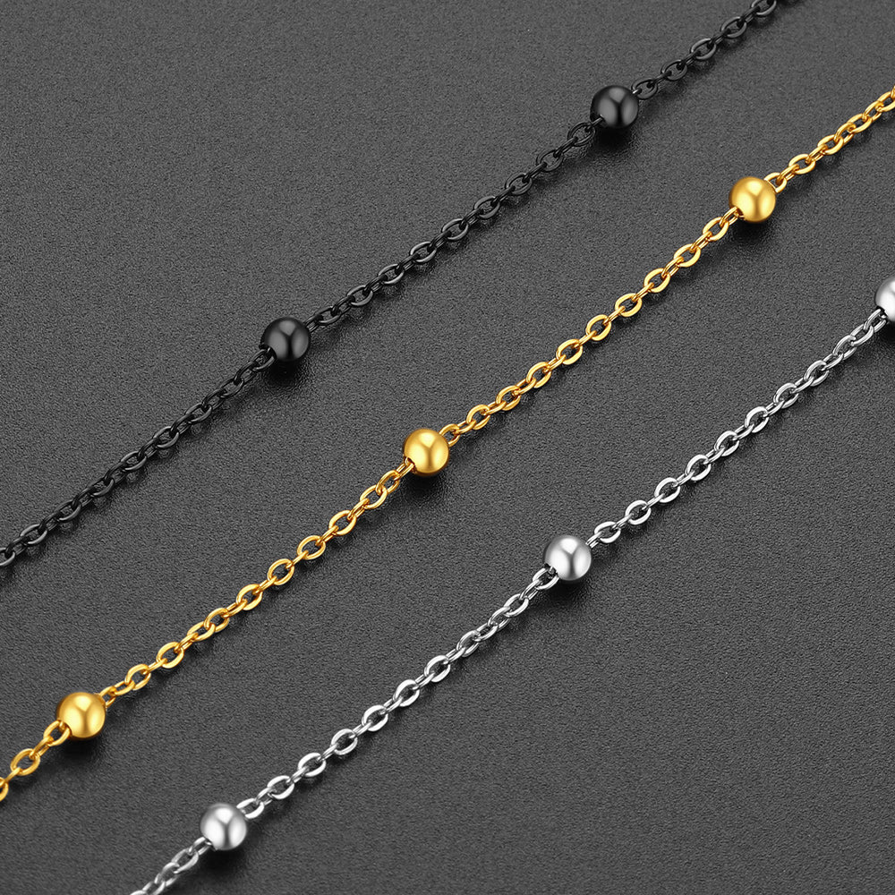 Stainless Steel Cable Chain Bobble Ankle Bracelet for Mom