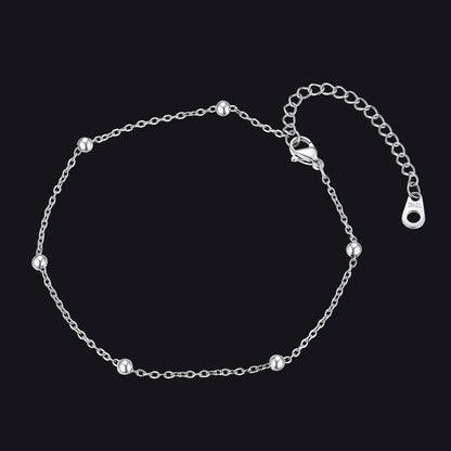 Stainless Steel Cable Chain Bobble Ankle Bracelet for Mom