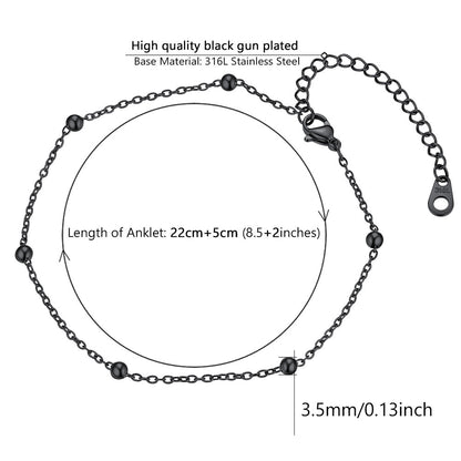 Stainless Steel Cable Chain Bobble Ankle Bracelet for Mom