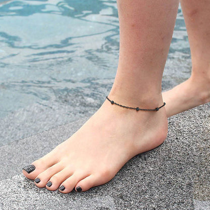 Stainless Steel Cable Chain Bobble Ankle Bracelet for Mom