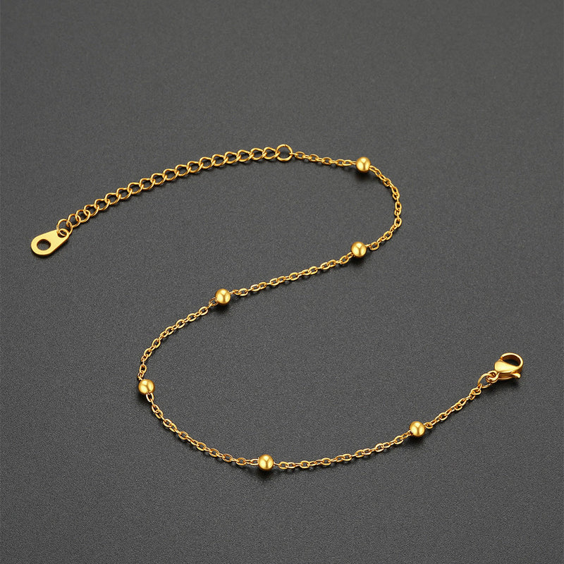 Stainless Steel Cable Chain Bobble Ankle Bracelet for Mom