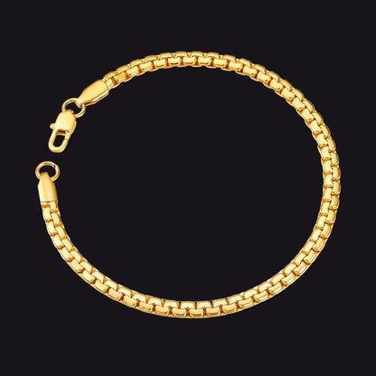Flat Box Link Chain Bracelet for