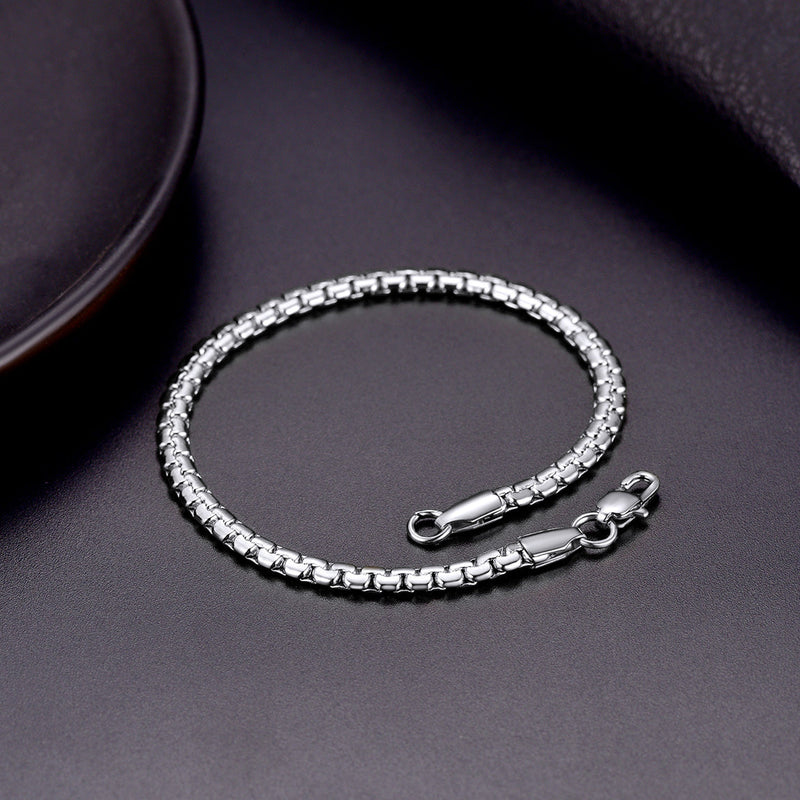 Flat Box Link Chain Bracelet for