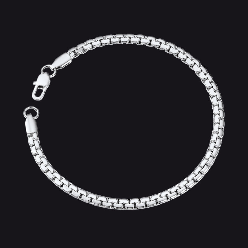Flat Box Link Chain Bracelet for