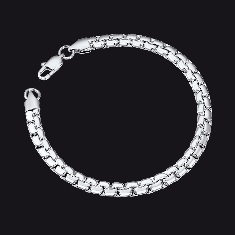 Flat Box Link Chain Bracelet for