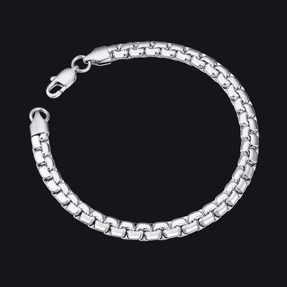 Flat Box Link Chain Bracelet for