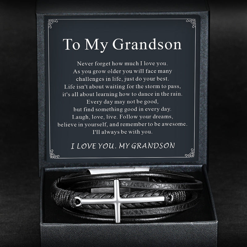 Christian Cross Multi-layer Braided Leather Bracelet for