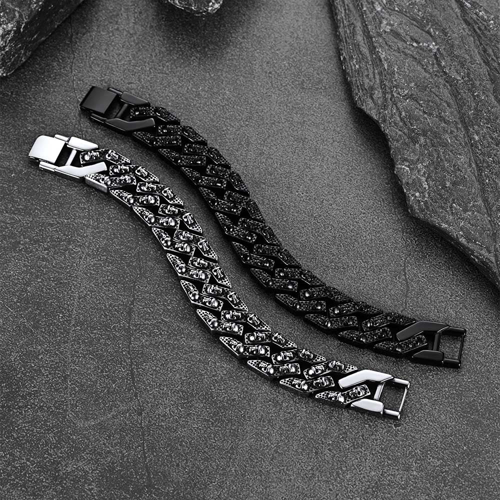 Gothic Chunky Skull Chain Bracelet Stainless Steel for