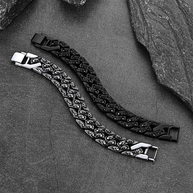 Gothic Chunky Skull Chain Bracelet Stainless Steel for