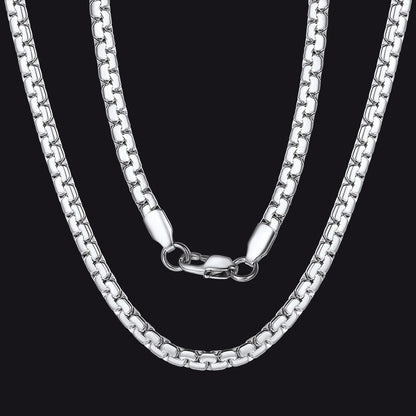 Flat Box Link Chain Stainless Steel Necklace for