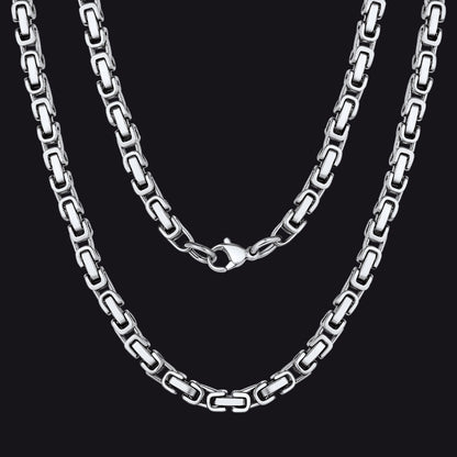 Stainless Steel Byzantine Chain Necklace for