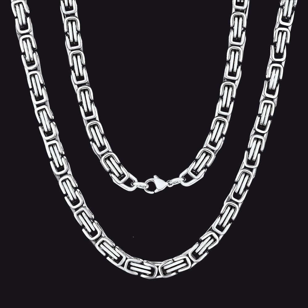 Stainless Steel Byzantine Chain Necklace for
