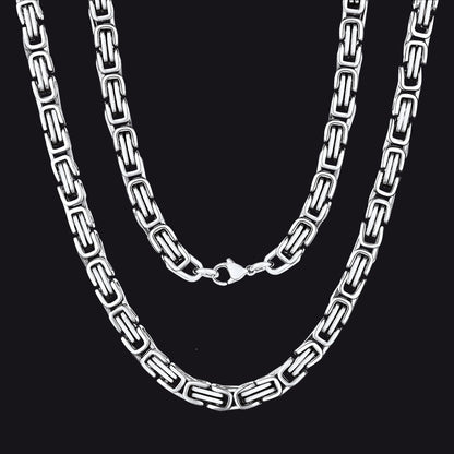 Stainless Steel Byzantine Chain Necklace for