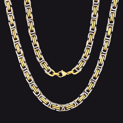 Stainless Steel Byzantine Chain Necklace for