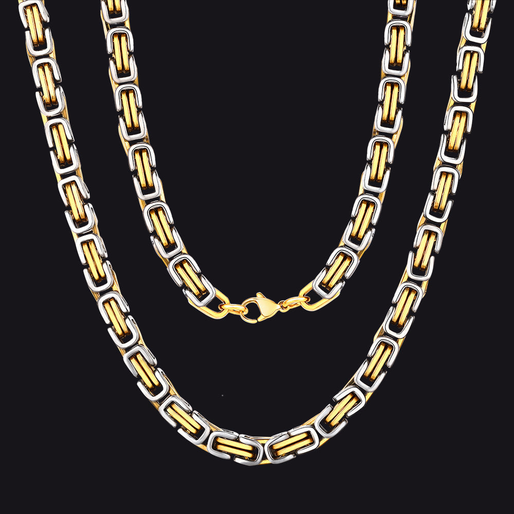 Stainless Steel Byzantine Chain Necklace for