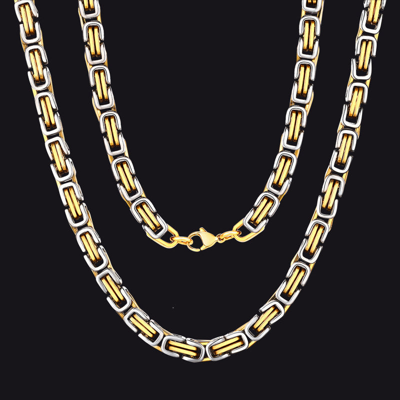 Stainless Steel Byzantine Chain Necklace for