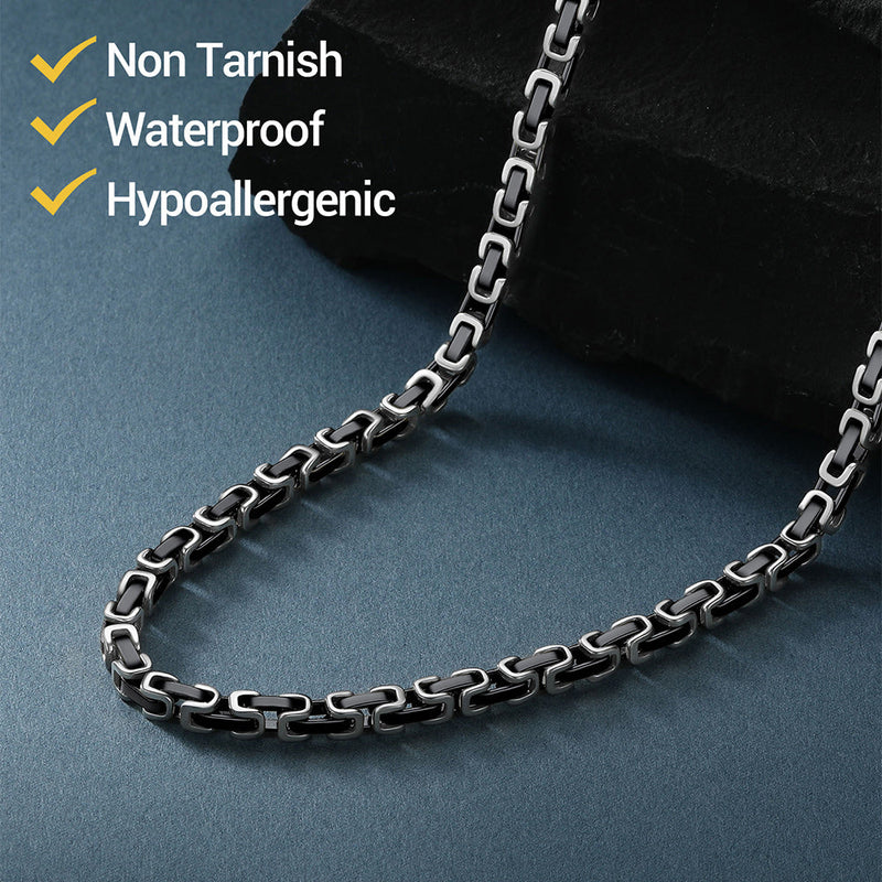 Stainless Steel Byzantine Chain Necklace for