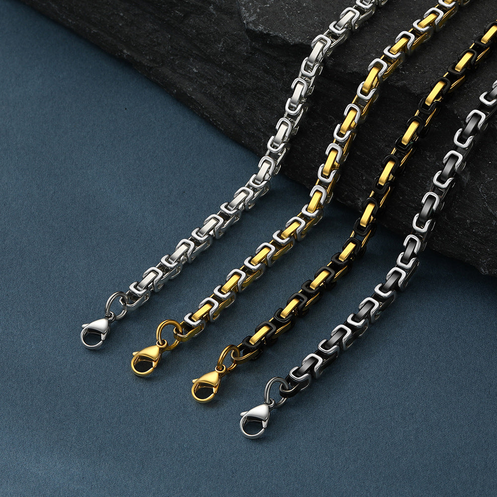 Stainless Steel Byzantine Chain Necklace for