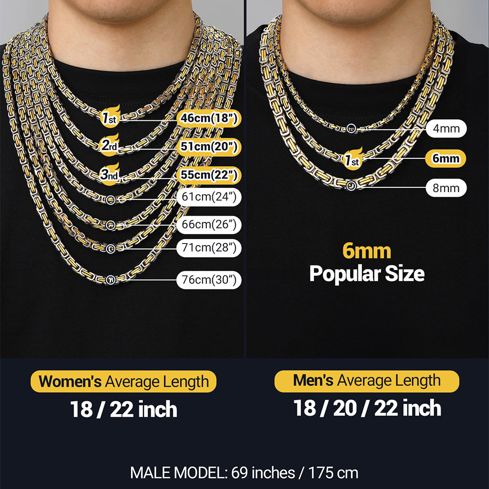 Stainless Steel Byzantine Chain Necklace for