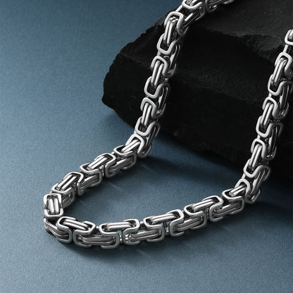Stainless Steel Byzantine Chain Necklace for
